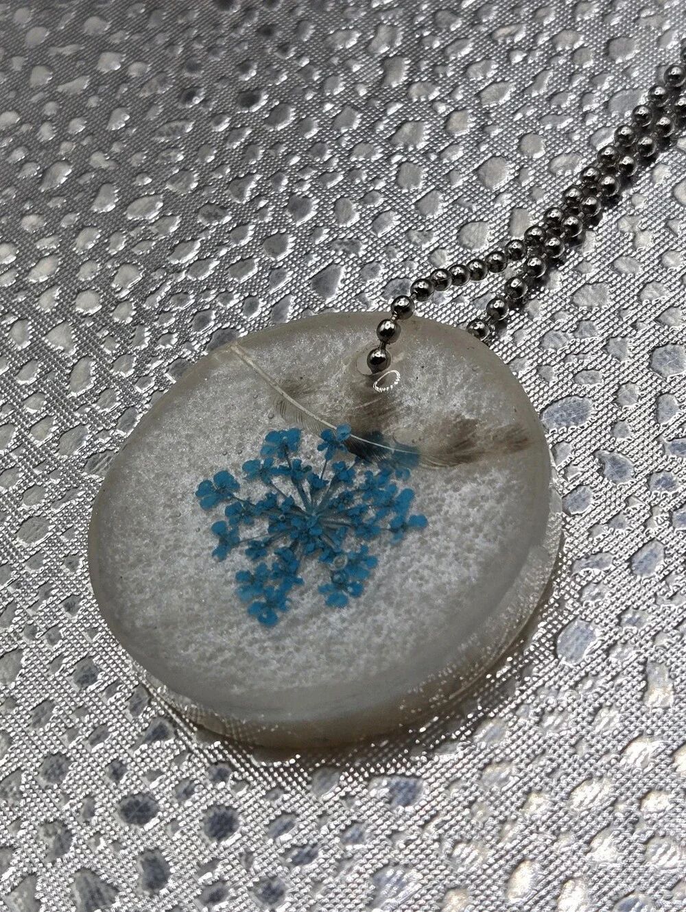 "5/$40" Handmade White Round Resin Hanging Rear View Mirror Car Charm
